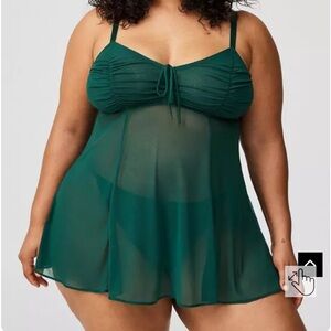Torrid Mesh Fit & Flare Wireless Babydoll Top Green Size 2 (2X) Lingerie